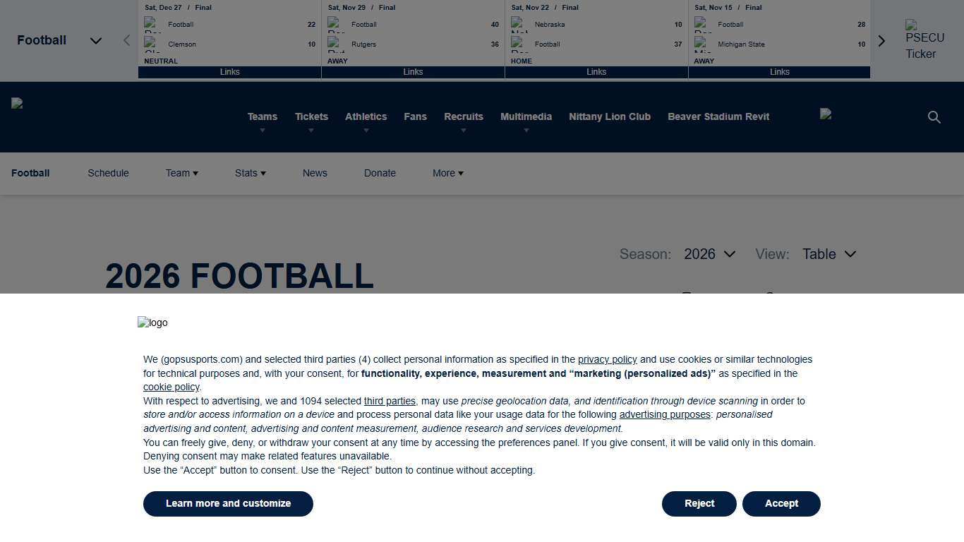 2026 Football - Penn State - Official Athletics Website